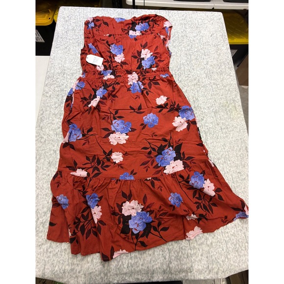 Time and Tru Spade Midi Dress Rusty Bronze Bouquet Floral L 12-14 NWT - Picture 5 of 5